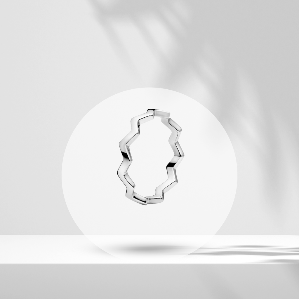 Anillo Abierto con Diseño Geométrico en Plata de Ley 925 para Mujer