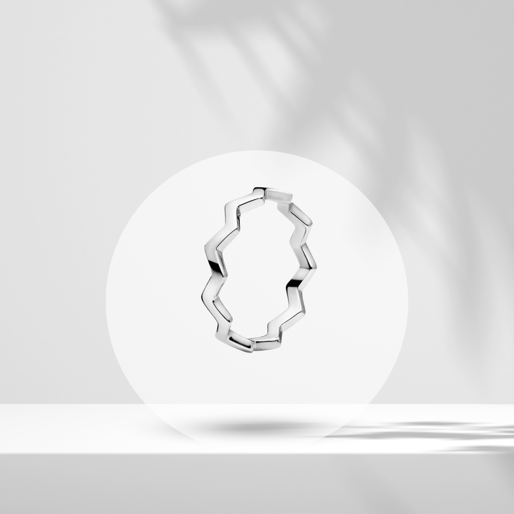 Anillo Abierto con Diseño Geométrico en Plata de Ley 925 para Mujer