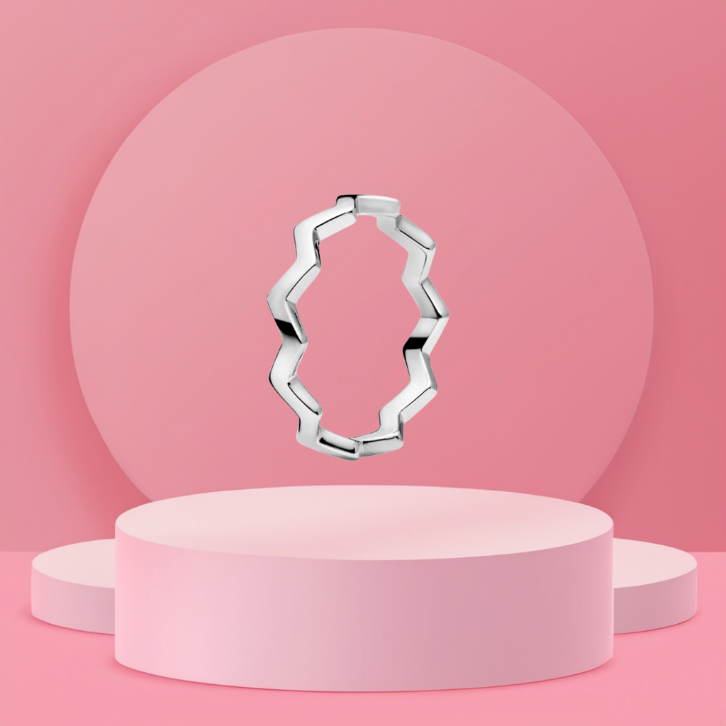 Anillo Abierto con Diseño Geométrico en Plata de Ley 925 para Mujer