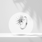 Anillo Abierto con Diseño de Margarita y Detalles Brillantes en Plata de Ley 925 para Mujer