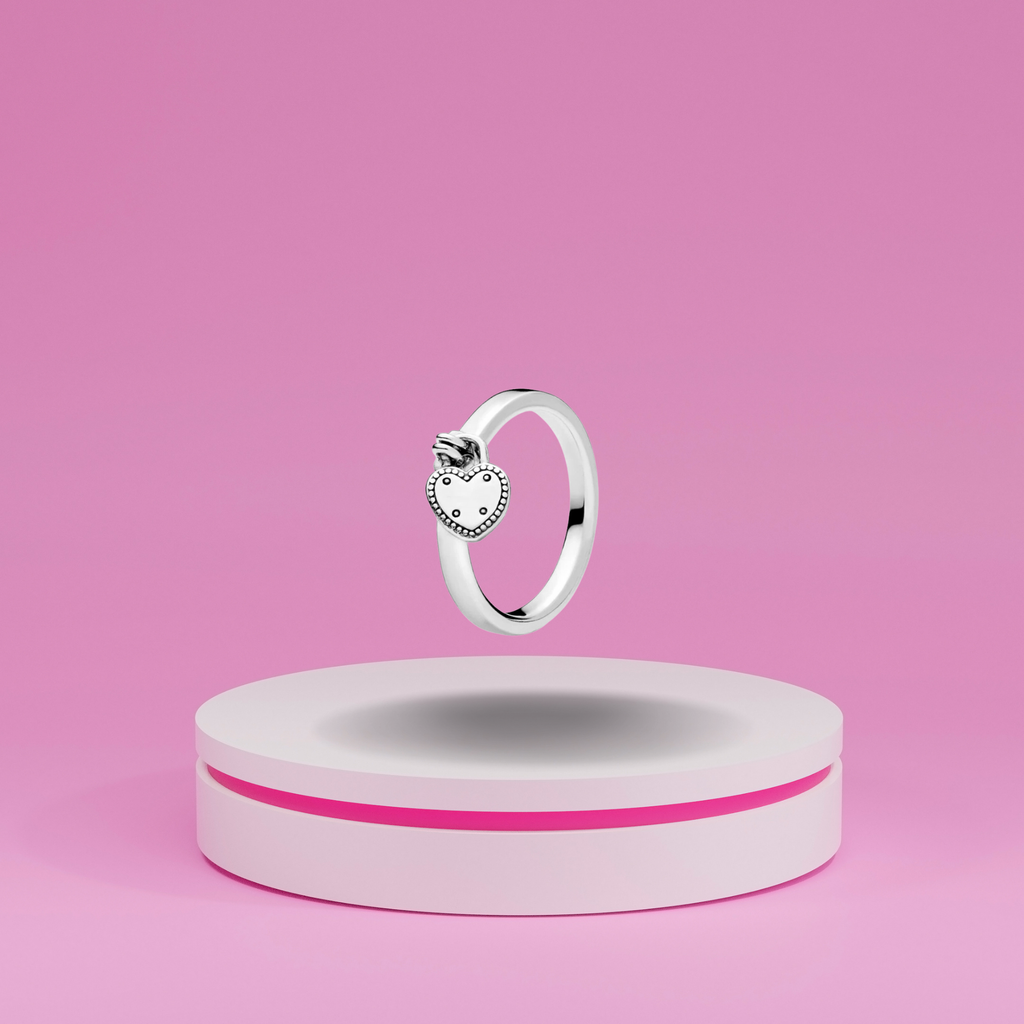 Anillo con Colgante de Corazón en Plata de Ley 925 para Mujer