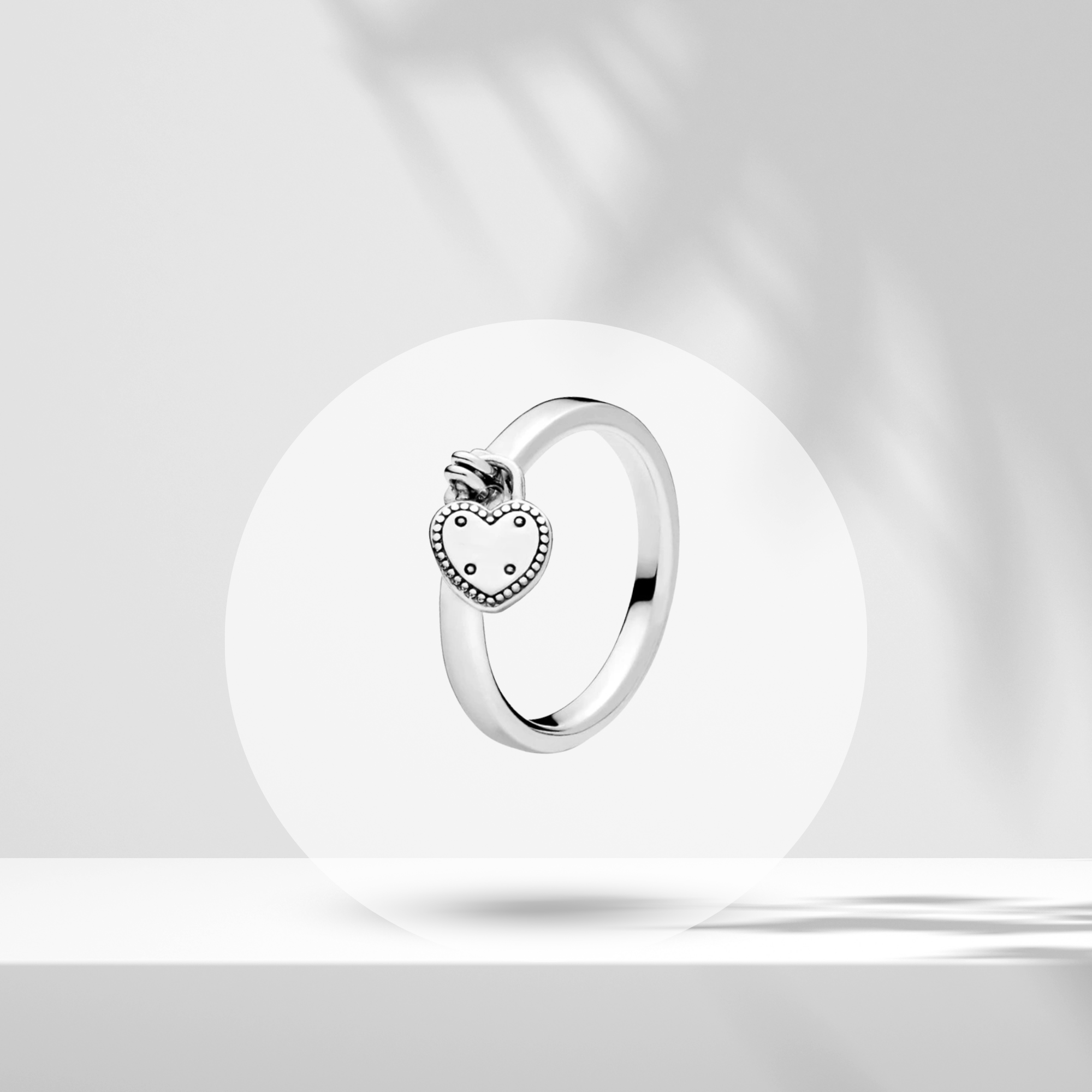 Anillo con Colgante de Corazón en Plata de Ley 925 para Mujer