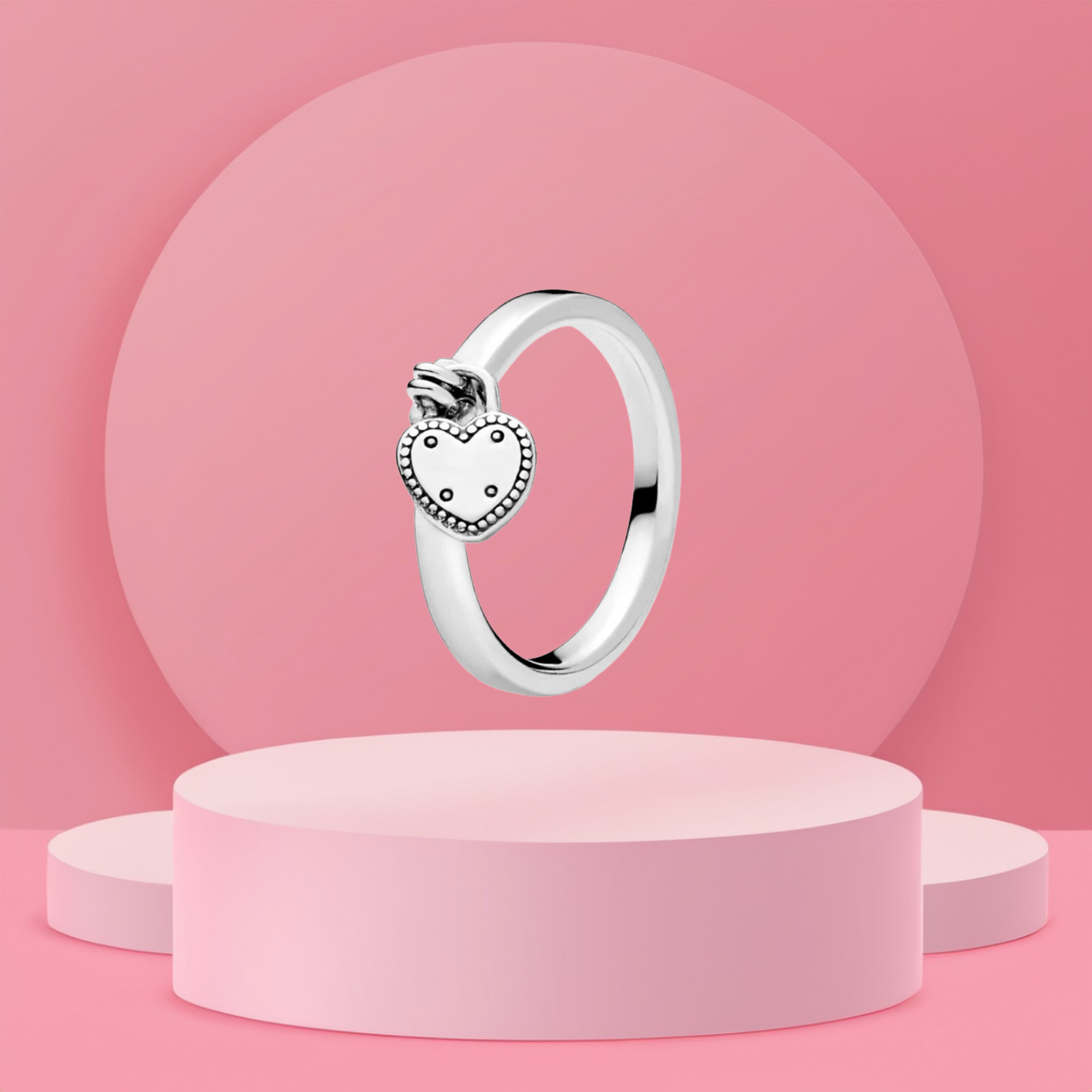 Anillo con Colgante de Corazón en Plata de Ley 925 para Mujer
