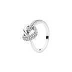 Anillo con Diseño de Nudo de Unión y Piedra Brillante en Plata de Ley 925 para Mujer