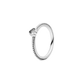 Anillo de Banda Delicada con Corazón Transparente en Plata de Ley 925 para Mujer