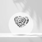 Charm Colgante Corazón Calado con Diseño de Filigrana en Plata de Ley 925 Compatible con Pulseras Europeas