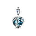 Charm Colgante Corazón con Árbol de la Vida y Cristal Azul en Plata de Ley 925 Compatible con Pulseras Estilo Europeo