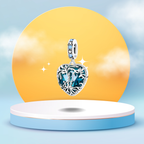 Charm Colgante Corazón con Árbol de la Vida y Cristal Azul en Plata de Ley 925 Compatible con Pulseras Estilo Europeo