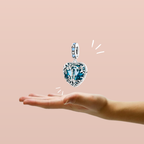Charm Colgante Corazón con Árbol de la Vida y Cristal Azul en Plata de Ley 925 Compatible con Pulseras Estilo Europeo