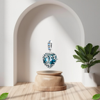 Charm Colgante Corazón con Árbol de la Vida y Cristal Azul en Plata de Ley 925 Compatible con Pulseras Estilo Europeo