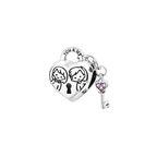 Charm Colgante Corazón con Llave y Grabado "You & Me" en Plata de Ley 925 Compatible con Pulseras Europeas