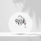 Charm Colgante Corazón con Llave y Grabado "You & Me" en Plata de Ley 925 Compatible con Pulseras Europeas