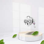 Charm Colgante Corazón con Llave y Grabado "You & Me" en Plata de Ley 925 Compatible con Pulseras Europeas