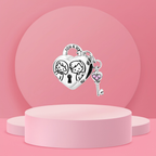 Charm Colgante Corazón con Llave y Grabado "You & Me" en Plata de Ley 925 Compatible con Pulseras Europeas