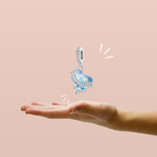 Charm Colgante Corazón de Cristal Azul con Motivos Marinos en Plata de Ley 925 Compatible con Pulseras Europeas