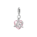 Charm Colgante en Forma de Corazón Rosa con Grabado "Love You Forever" en Plata de Ley 925 Compatible con Pulseras