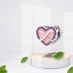 Charm Corazón Infinito con Circonitas Moradas y Esmalte Rosa en Plata de Ley 925 Compatible con Pulseras Europeas