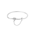 Pulsera Cadena de Serpiente con Cierre Brillante y Cadena de Seguridad en Plata de Ley 925 Compatible con Charms Europeos