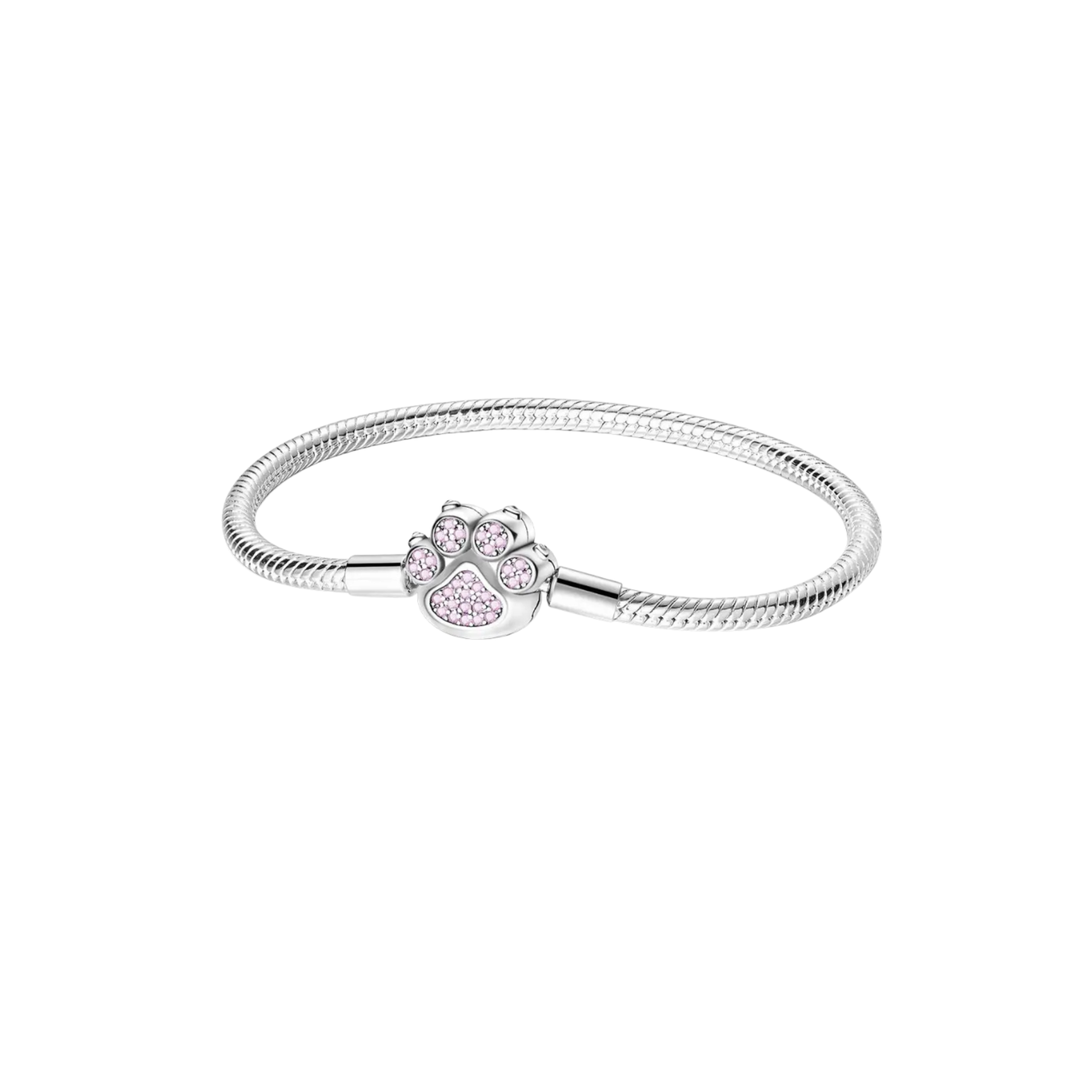 Pulsera Cadena de Serpiente con Cierre de Huella Brillante en Plata de Ley 925 Compatible con Charms Europeos